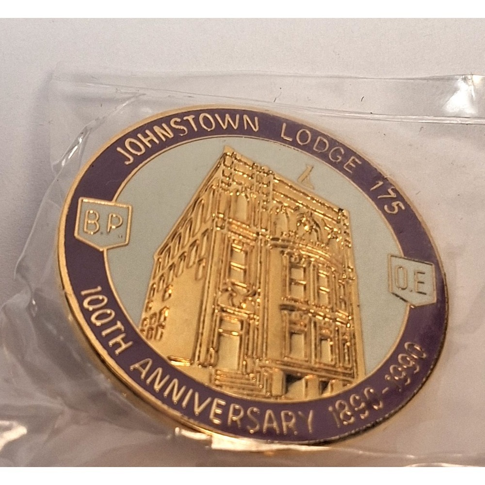 Johnstown Lodge 175 B.P.O.E. Elks 100th Anniversary Pin 1890-1990 Vintage 1"